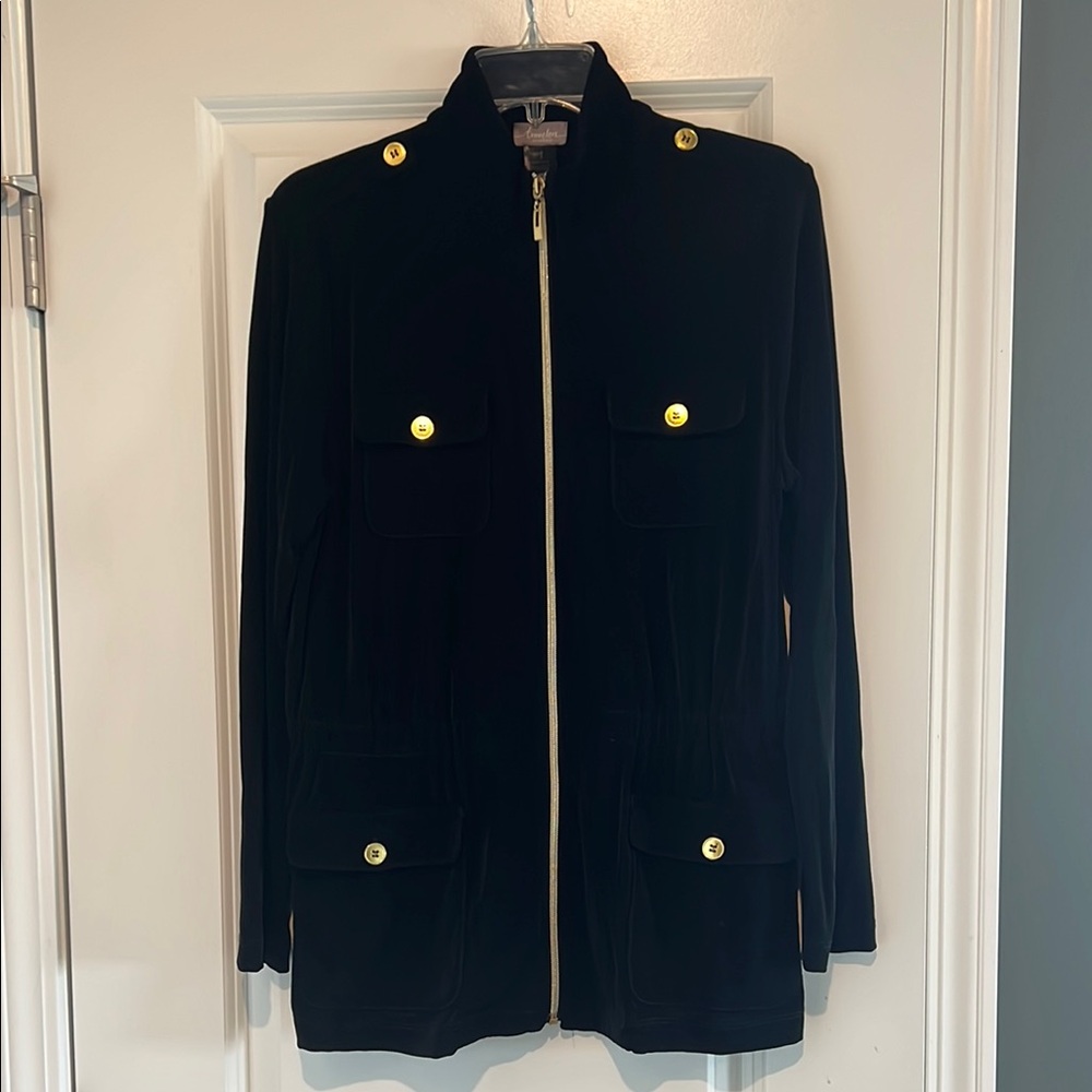Chic Black Jacket with Gold Buttons